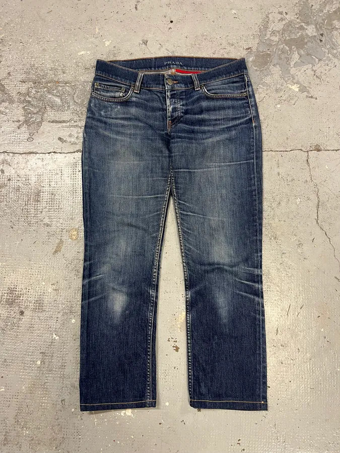 2000s Prada Blue Faded Denim Jeans dqeTniN 0