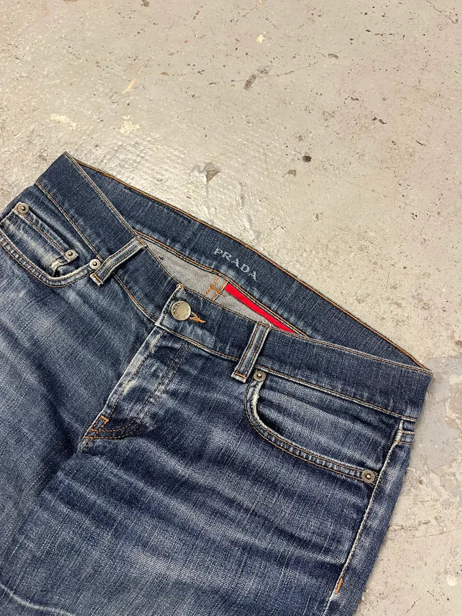 2000s Prada Blue Faded Denim Jeans dqeTniN 1