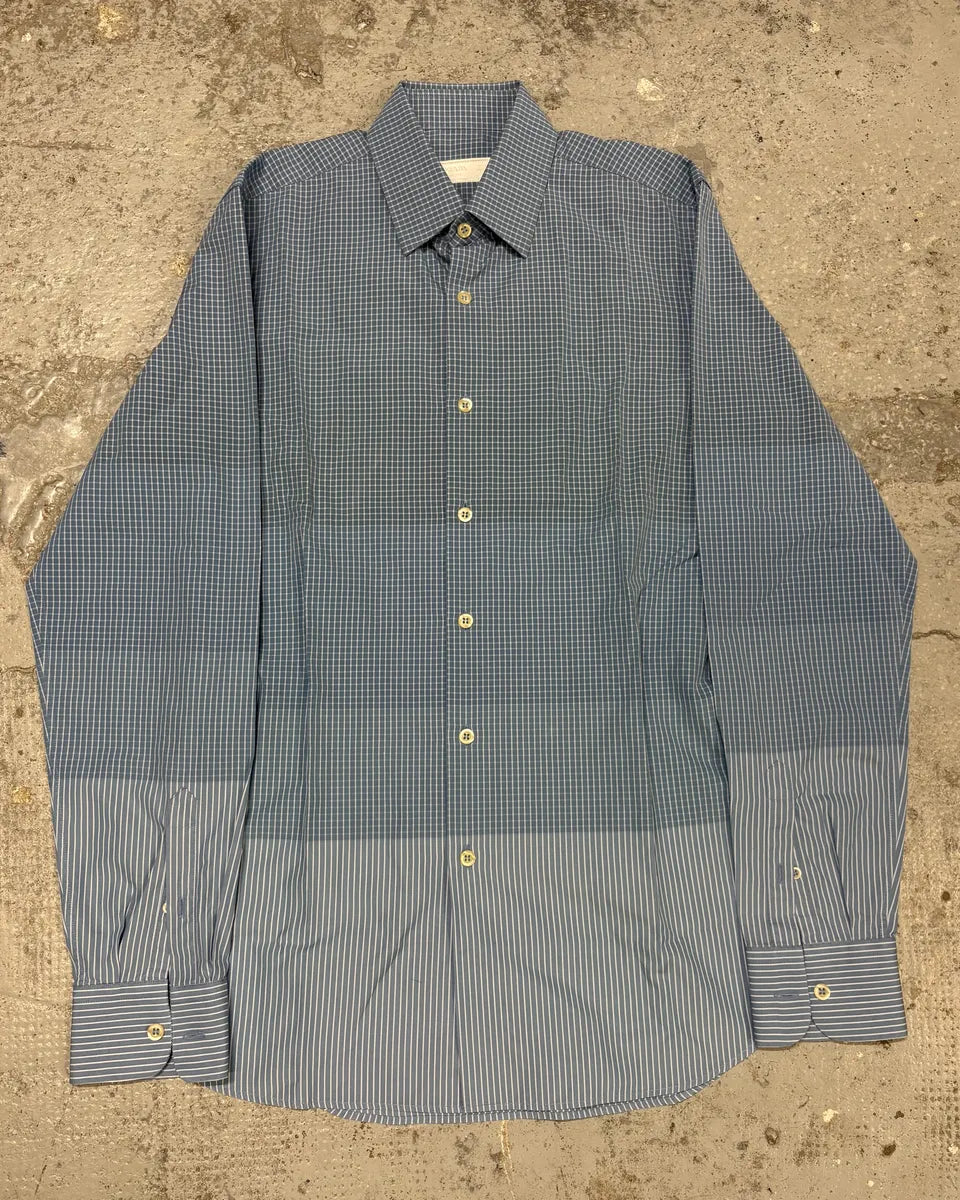 2000s Prada Blue Gradient Checkered Shirt isLpZmz 2