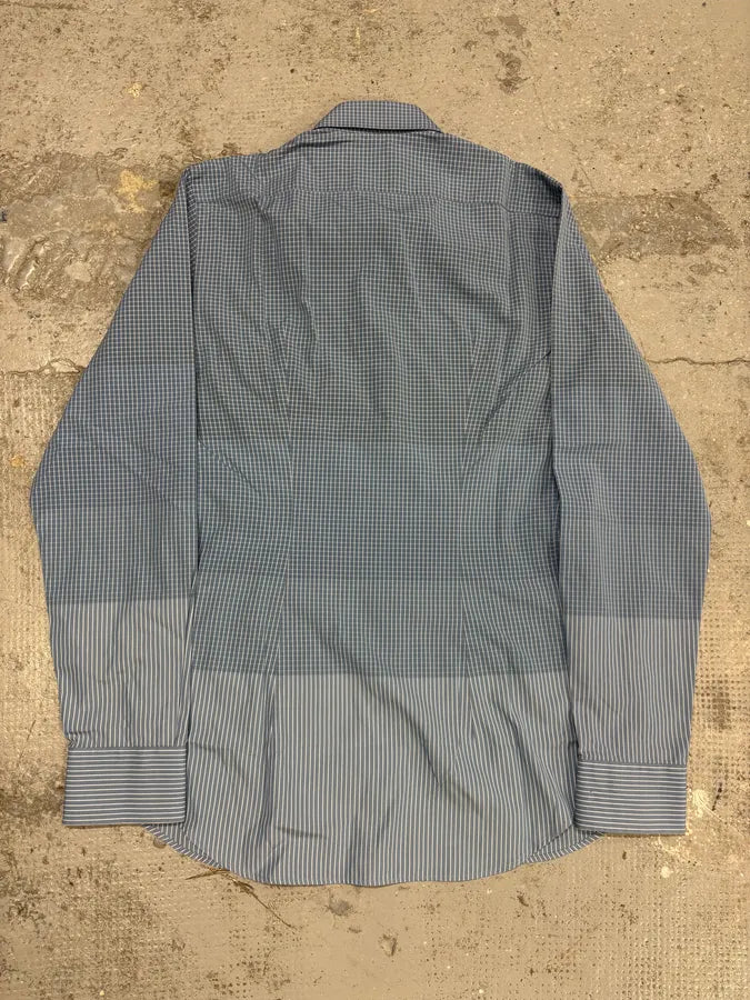 2000s Prada Blue Gradient Checkered Shirt isLpZmz 5