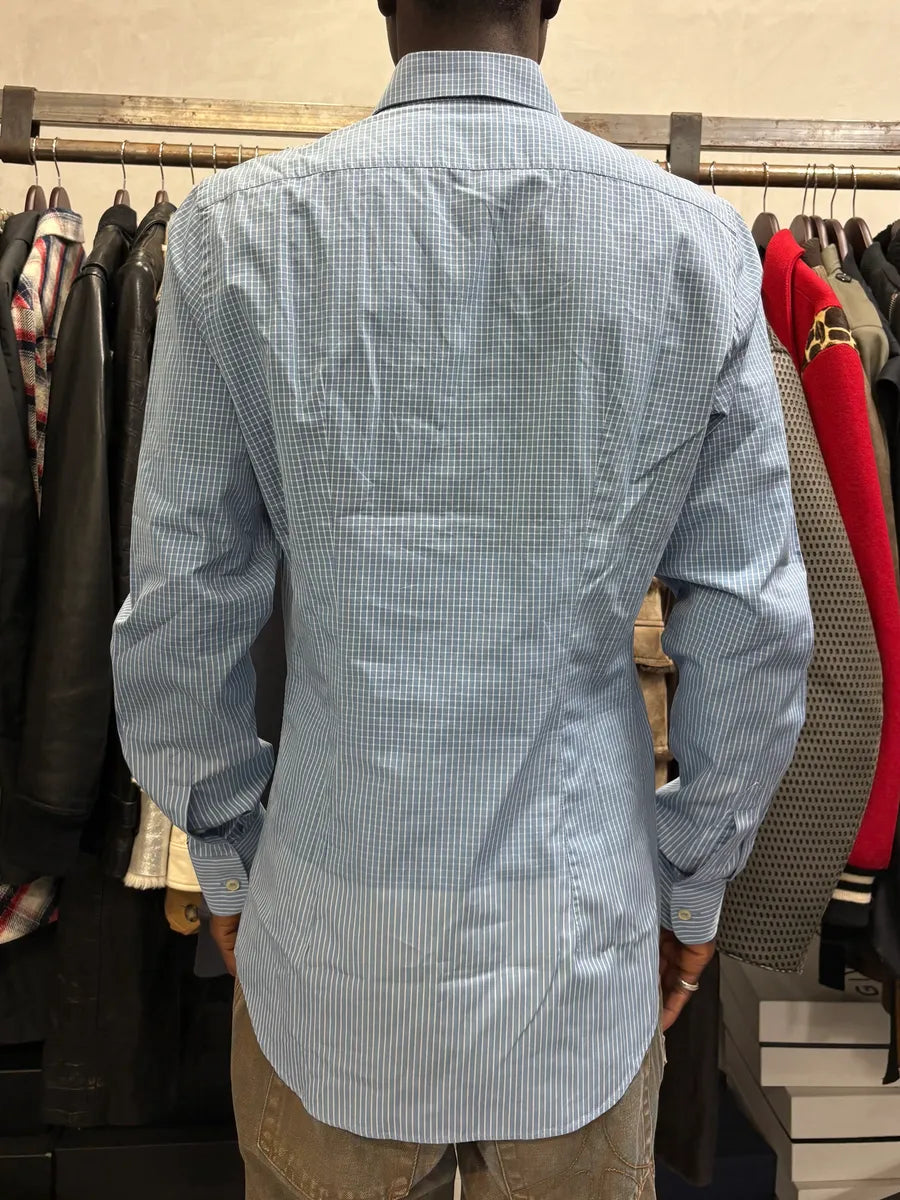 2000s Prada Blue Gradient Checkered Shirt isLpZmz 1