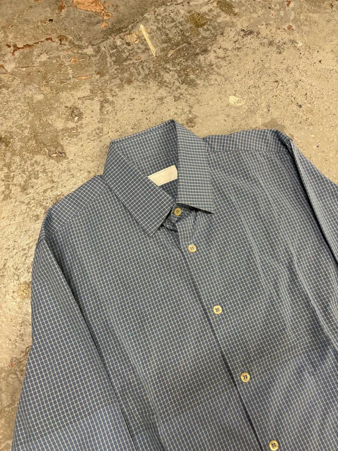2000s Prada Blue Gradient Checkered Shirt isLpZmz 4
