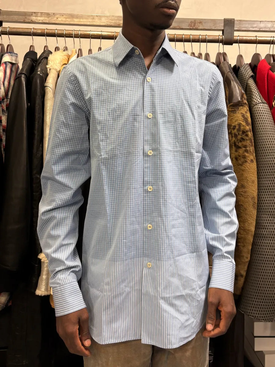2000s Prada Blue Gradient Checkered Shirt isLpZmz 0