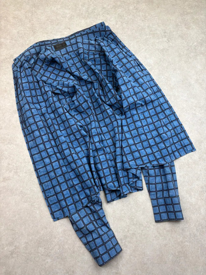 SS2014 Prada Blue Grid Checkered Shirt veXKkqd 6