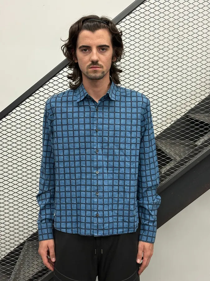 SS2014 Prada Blue Grid Checkered Shirt veXKkqd 1