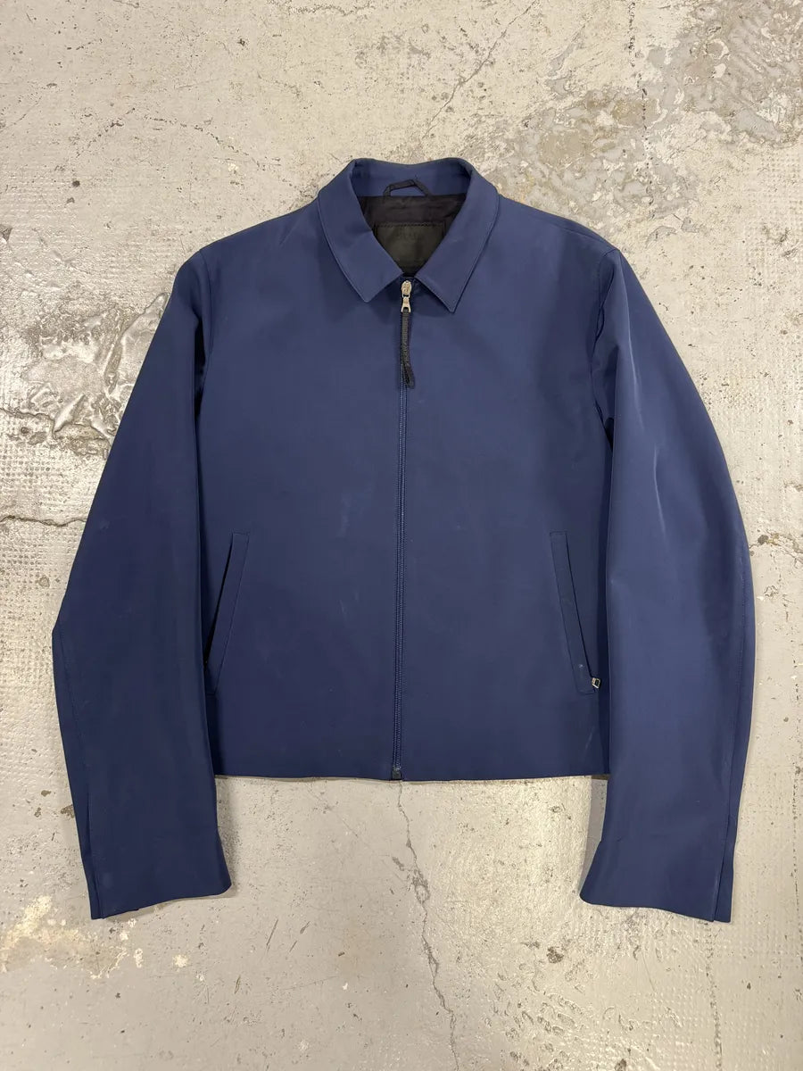 2000s Prada Blue Nylon Minimalist Zip-up Jacket BWHKCCF 0