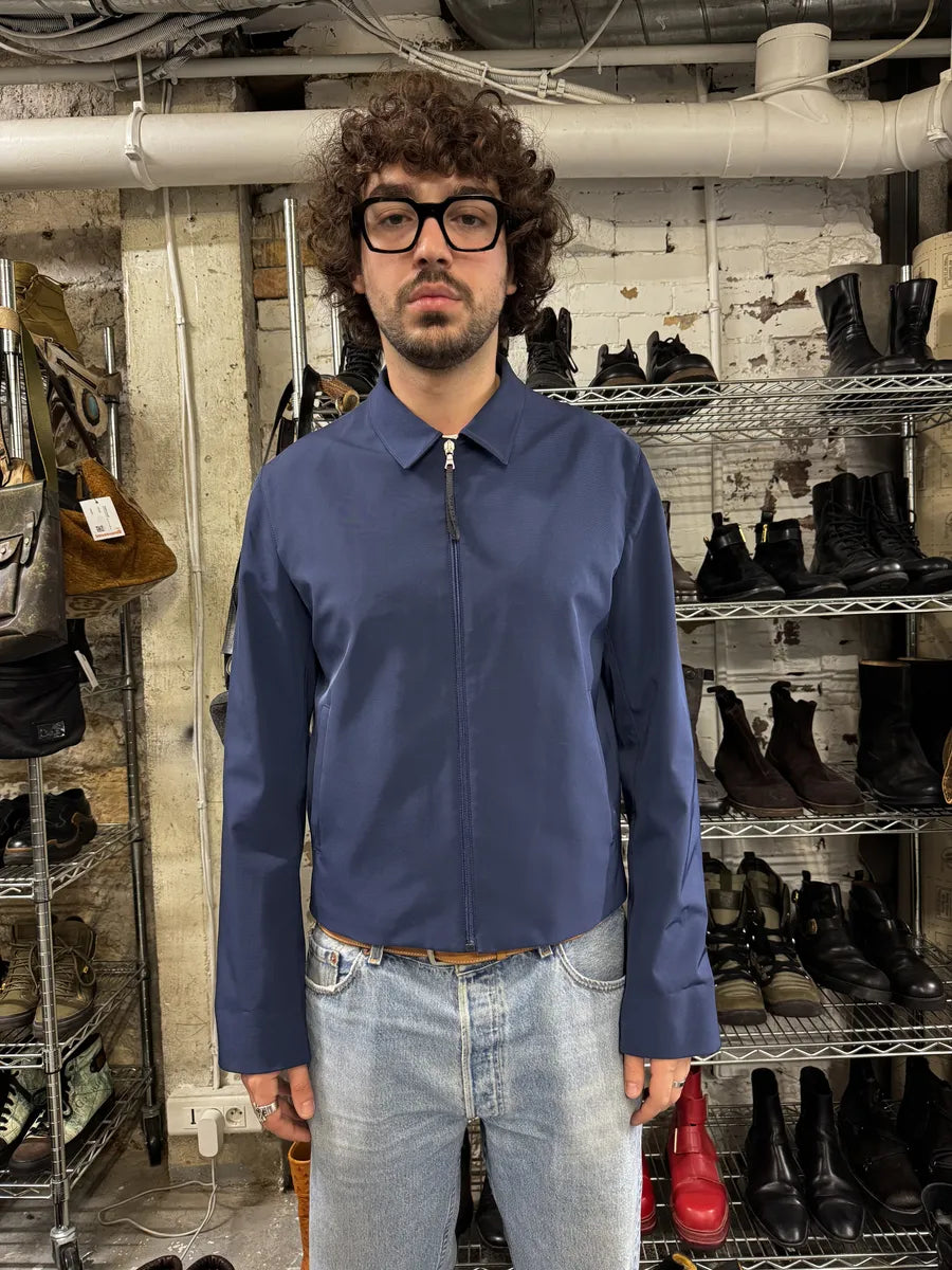 2000s Prada Blue Nylon Minimalist Zip-up Jacket BWHKCCF 2