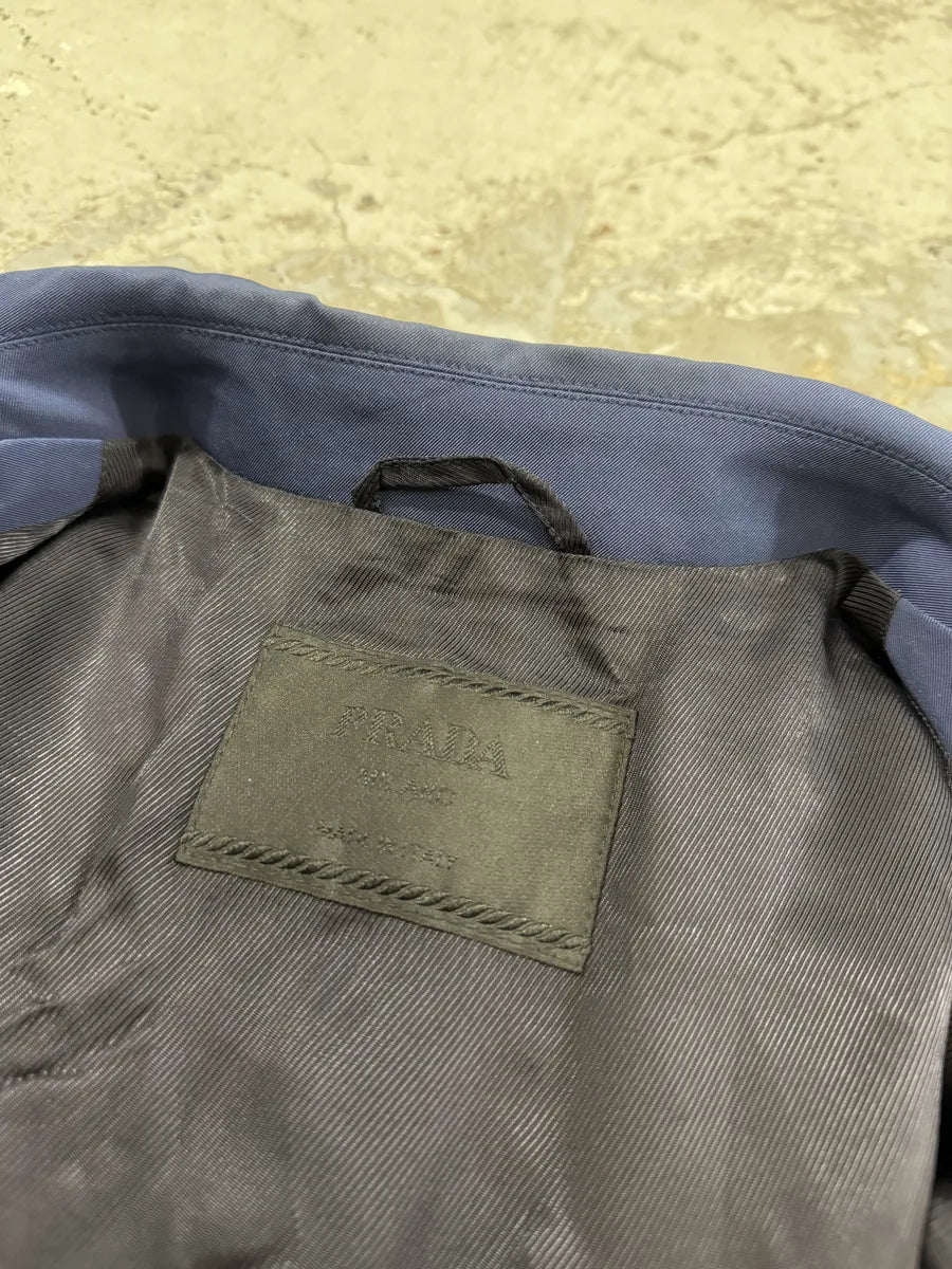 2000s Prada Blue Nylon Minimalist Zip-up Jacket BWHKCCF 5