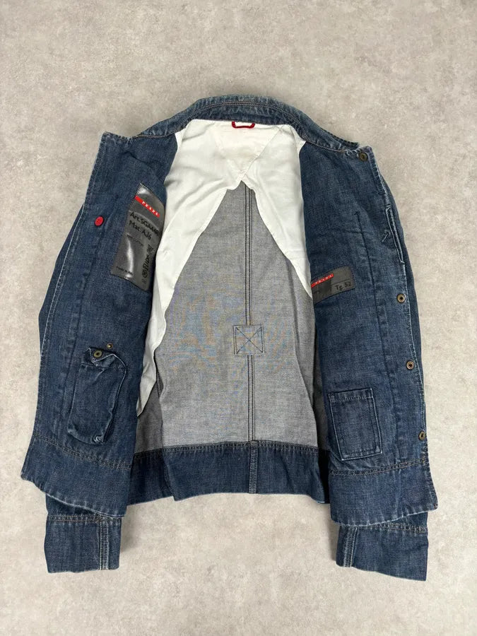 2000s Prada Blue Rock Denim Jacket oogJdmk 7