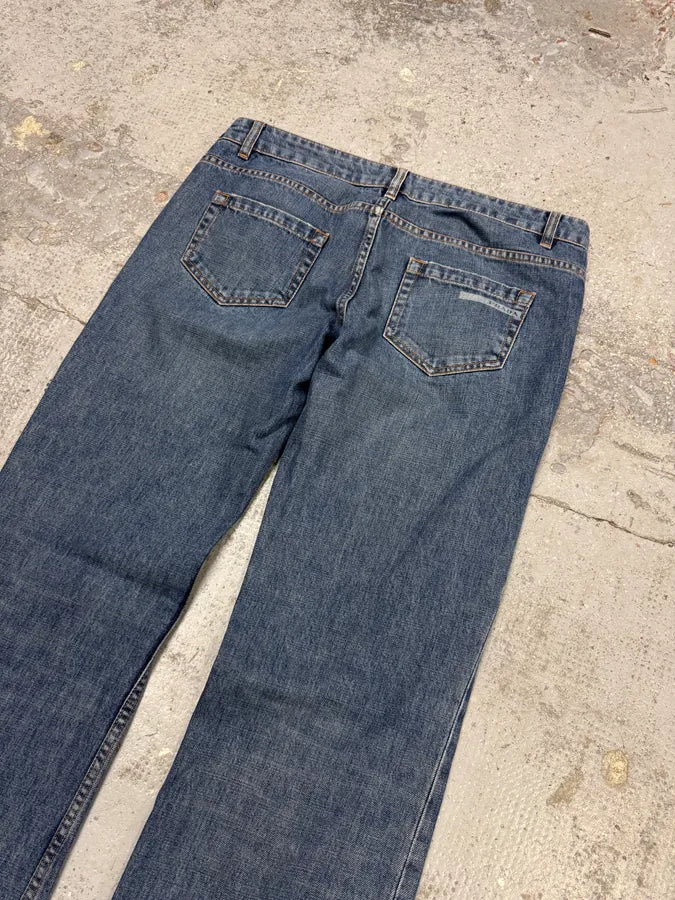 2000s Prada Blue Straight Denim Jeans eznFSCX 5