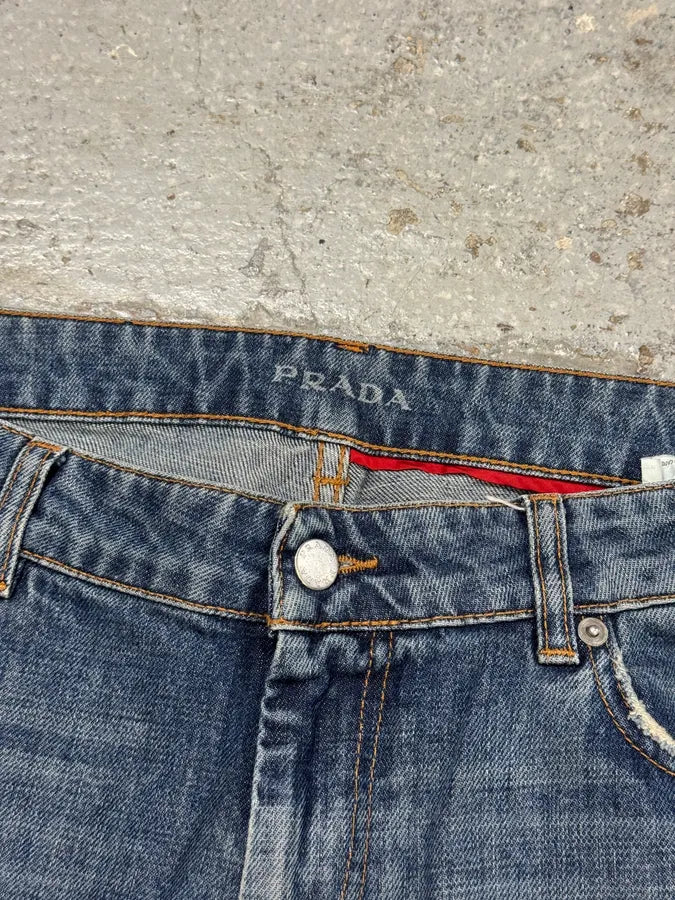 2000s Prada Blue Straight Denim Jeans eznFSCX 7