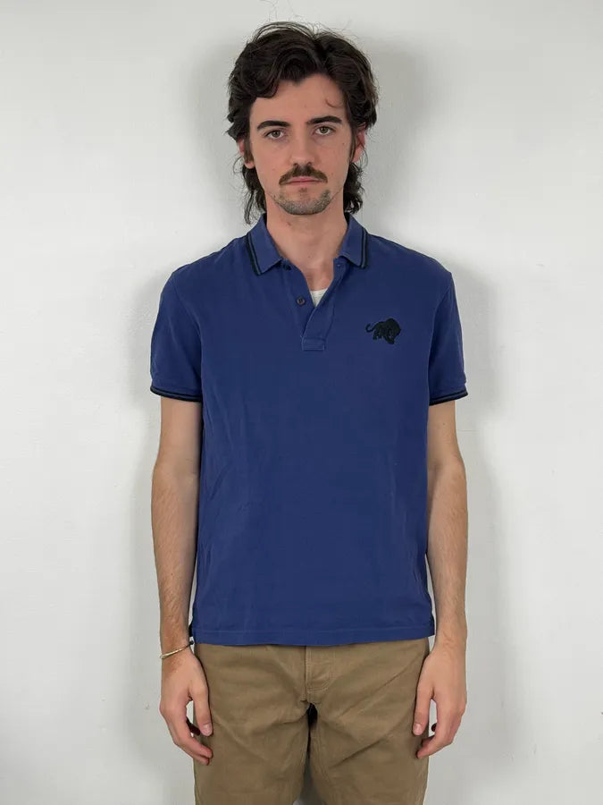 SS2015 Prada Blue Tiger Embroidered Polo eyyIjos 1