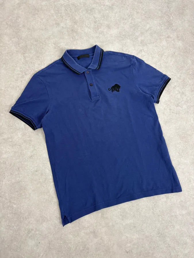 SS2015 Prada Blue Tiger Embroidered Polo eyyIjos 3