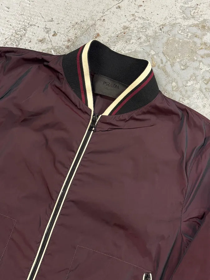 2010s Prada Bordeaux Nylon Bomber Jacket haurKVn 7
