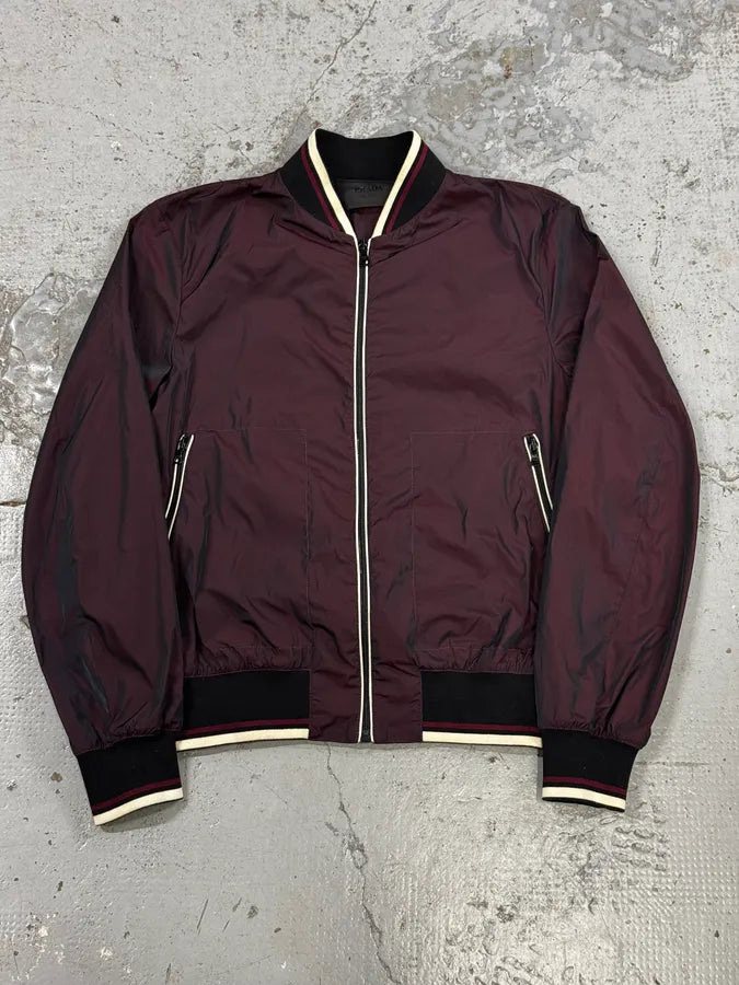 2010s Prada Bordeaux Nylon Bomber Jacket haurKVn 0