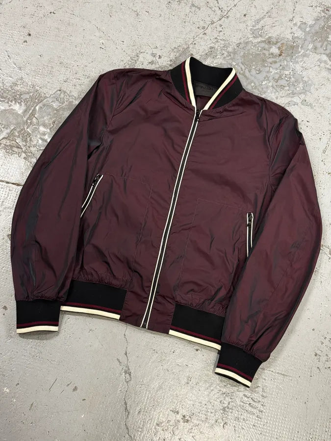 2010s Prada Bordeaux Nylon Bomber Jacket haurKVn 4