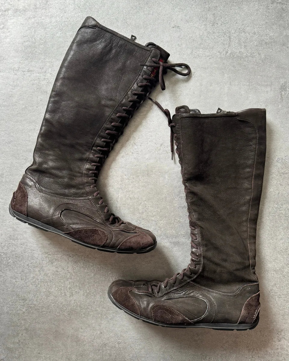 2000s Prada Brown Ankle Leather Boots cCXyfQc 0