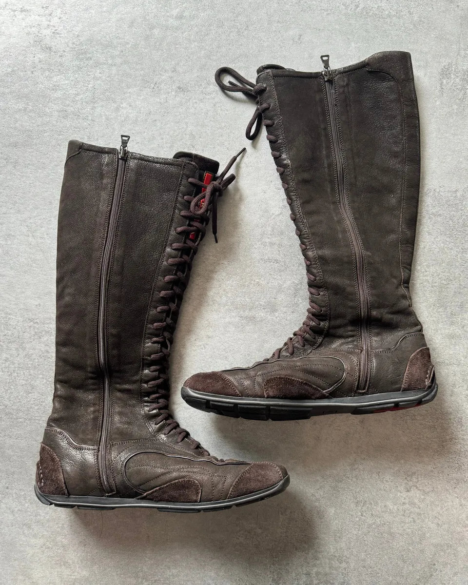 2000s Prada Brown Ankle Leather Boots cCXyfQc 1