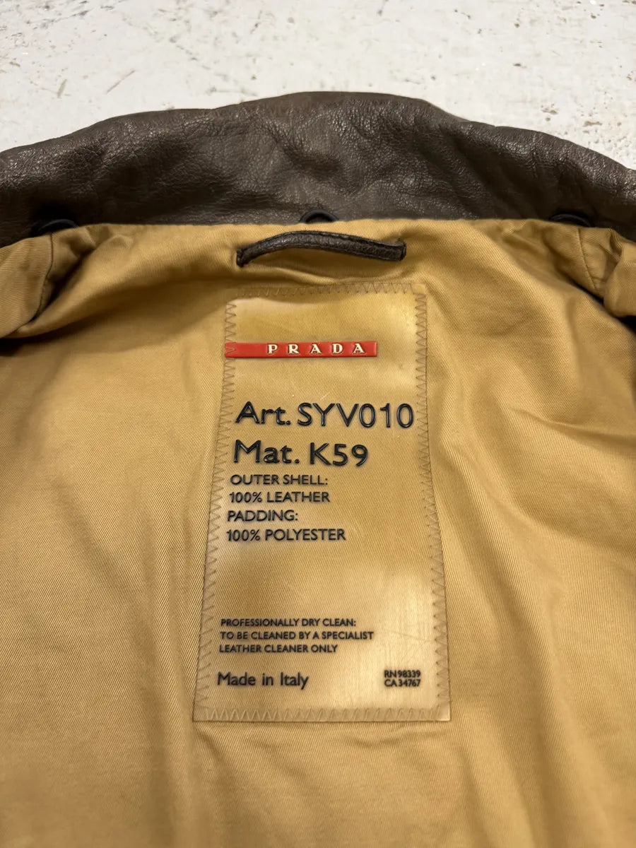 2000s Prada Brown Avant-Garde Biker Leather Jacket ypviiTY 12