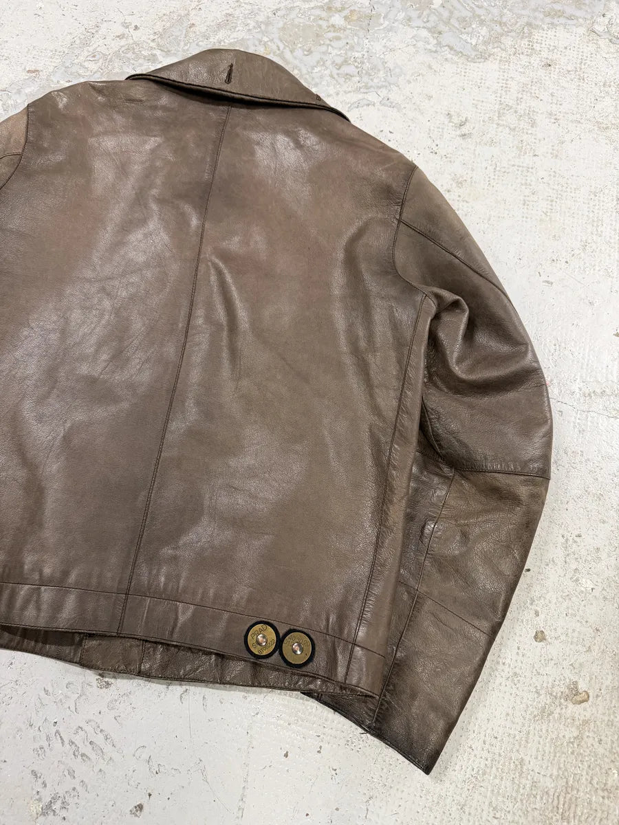 2000s Prada Brown Avant-Garde Biker Leather Jacket ypviiTY 5