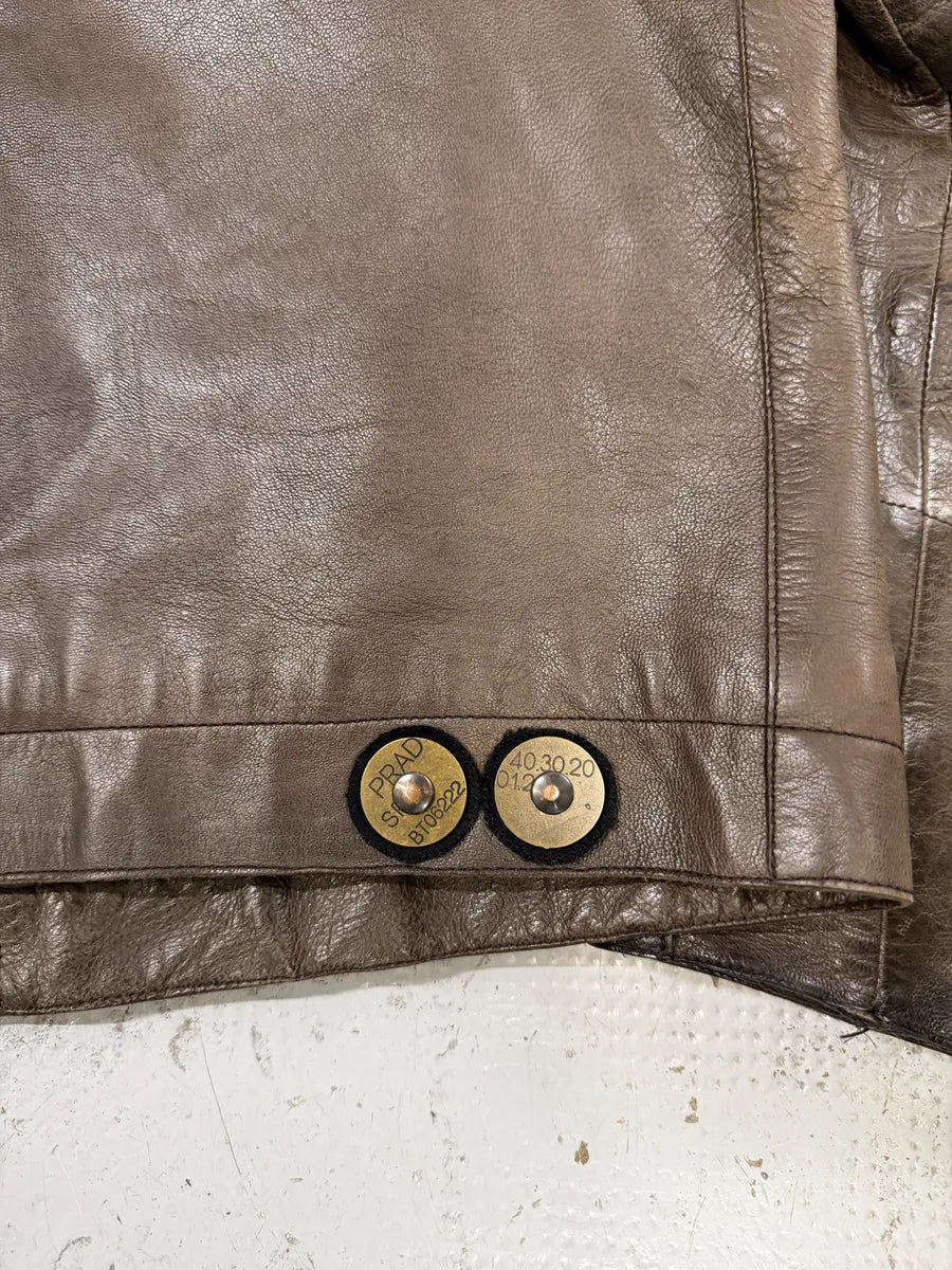 2000s Prada Brown Avant-Garde Biker Leather Jacket ypviiTY 7
