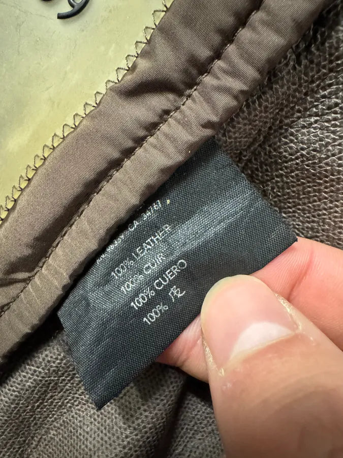 2000s Prada Brown Biker Leather Jacket (XS) 10