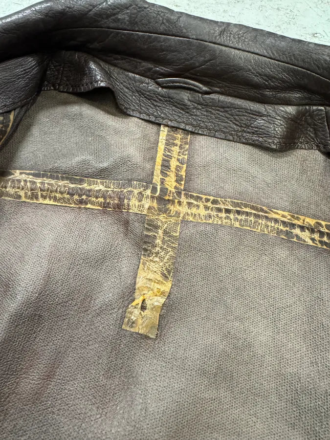 2000s Prada Brown Biker Leather Jacket (XS) 11