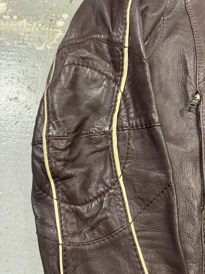 2000s Prada Brown Biker Leather Jacket (XS) 6