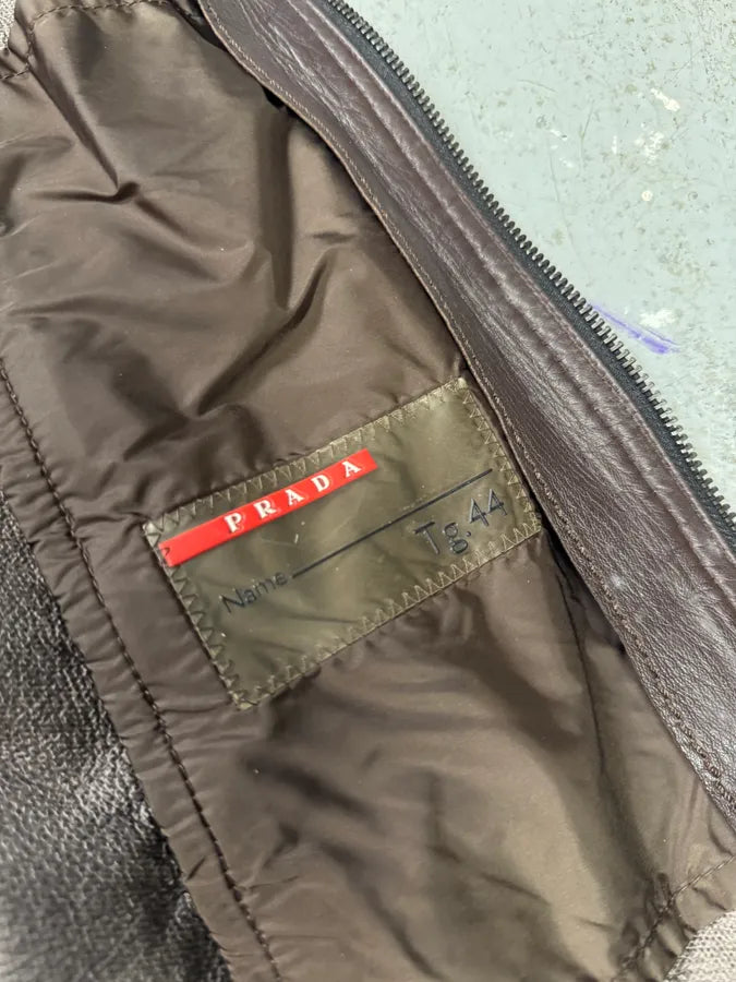 2000s Prada Brown Biker Leather Jacket (XS) 8