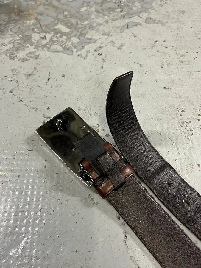 2000s Prada Brown Boat Buckle Leather Belt ubVTraI 4