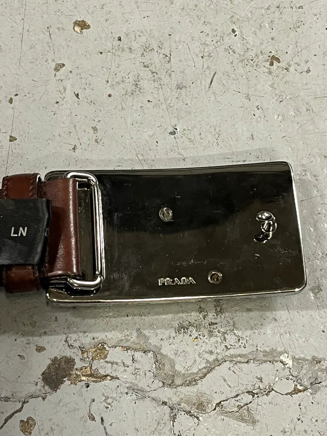 2000s Prada Brown Boat Buckle Leather Belt ubVTraI 8