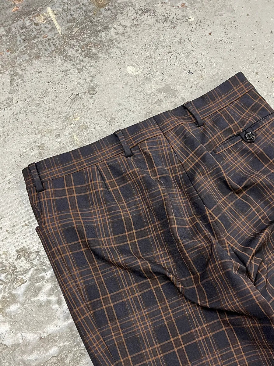 2000s Prada Brown Checkered Elegant Pants YpUAiSU 8