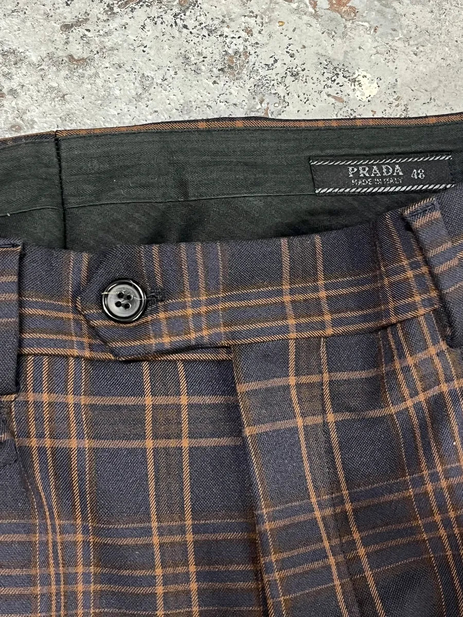 2000s Prada Brown Checkered Elegant Pants YpUAiSU 9