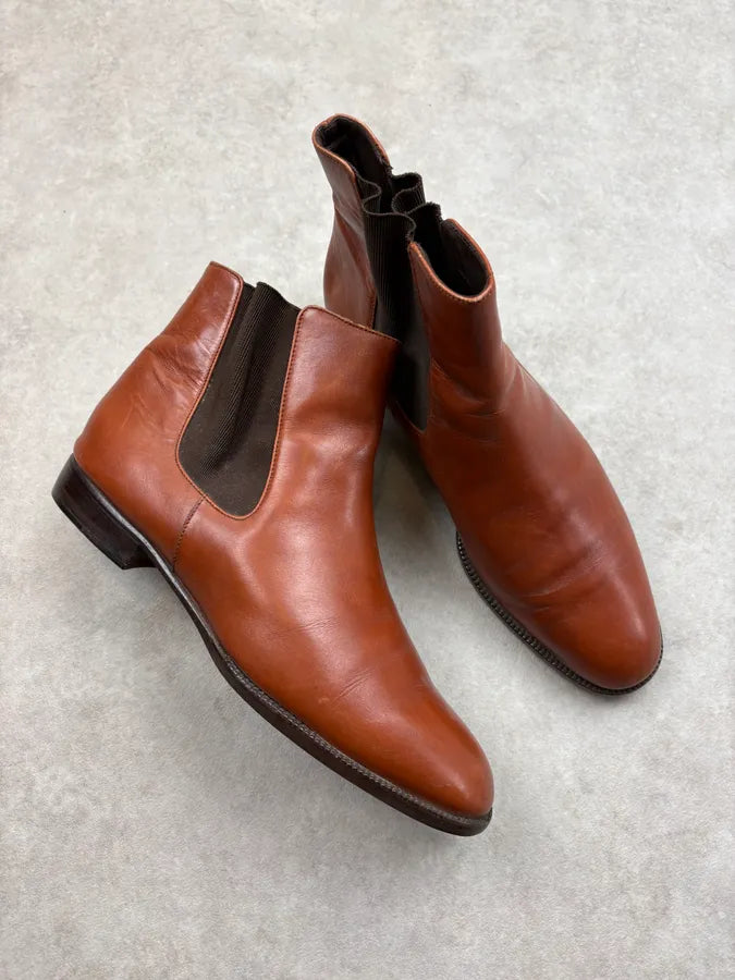 2000s Prada Brown Classy Leather Chelsea Boots TZgdkhc 4