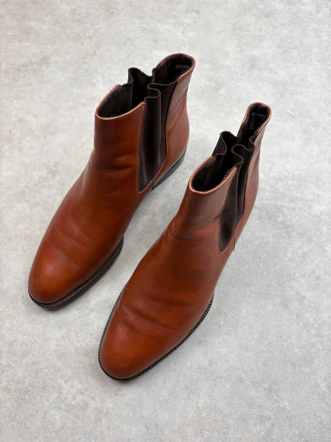 2000s Prada Brown Classy Leather Chelsea Boots TZgdkhc 2