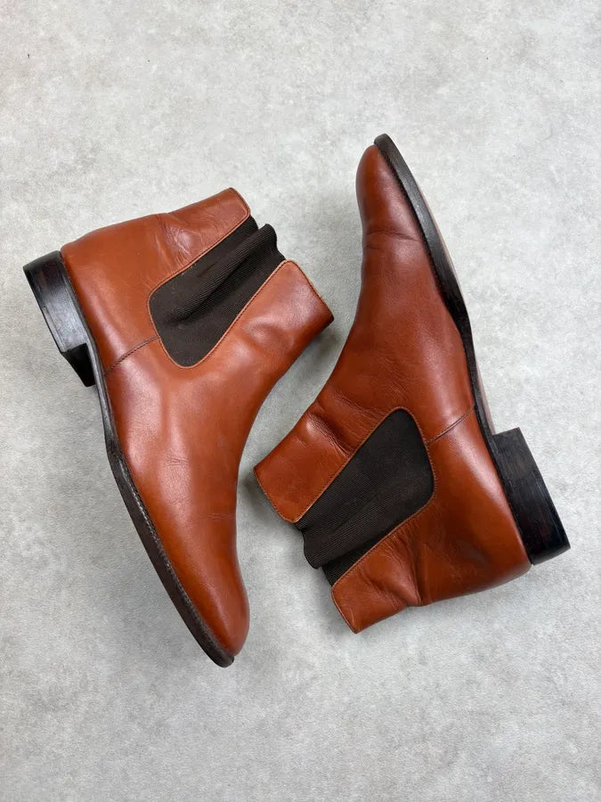 2000s Prada Brown Classy Leather Chelsea Boots TZgdkhc 5