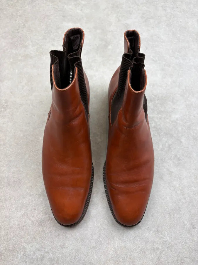 2000s Prada Brown Classy Leather Chelsea Boots TZgdkhc 1