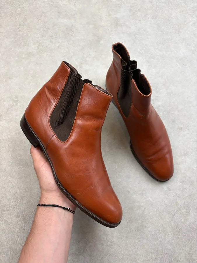 2000s Prada Brown Classy Leather Chelsea Boots TZgdkhc 0