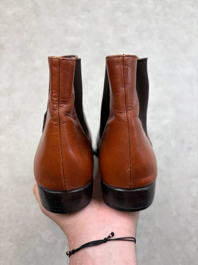 2000s Prada Brown Classy Leather Chelsea Boots TZgdkhc 6
