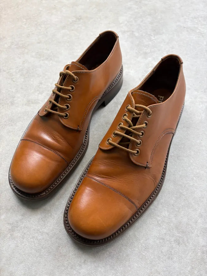 2000s Prada Brown Classy Leather Derbys XnzVgxt 2