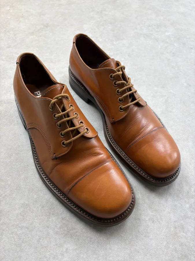 2000s Prada Brown Classy Leather Derbys XnzVgxt 3