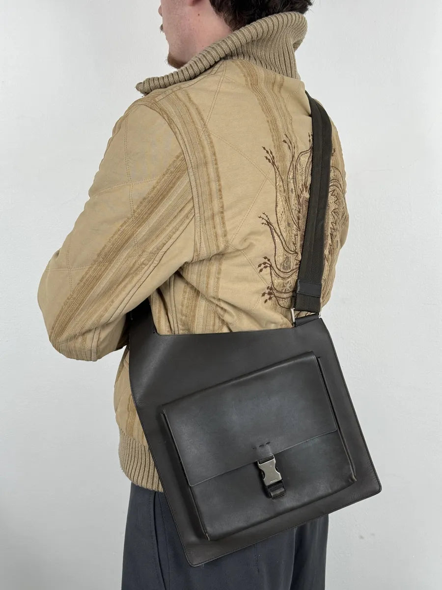 2000s Prada Brown Classy Leather Shoulder Bag CuNBfvR 0