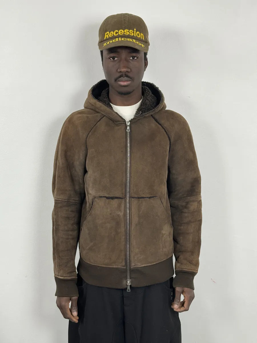 2000s Prada Brown Eroded Hooded Leather Jacket LyobzyS 1