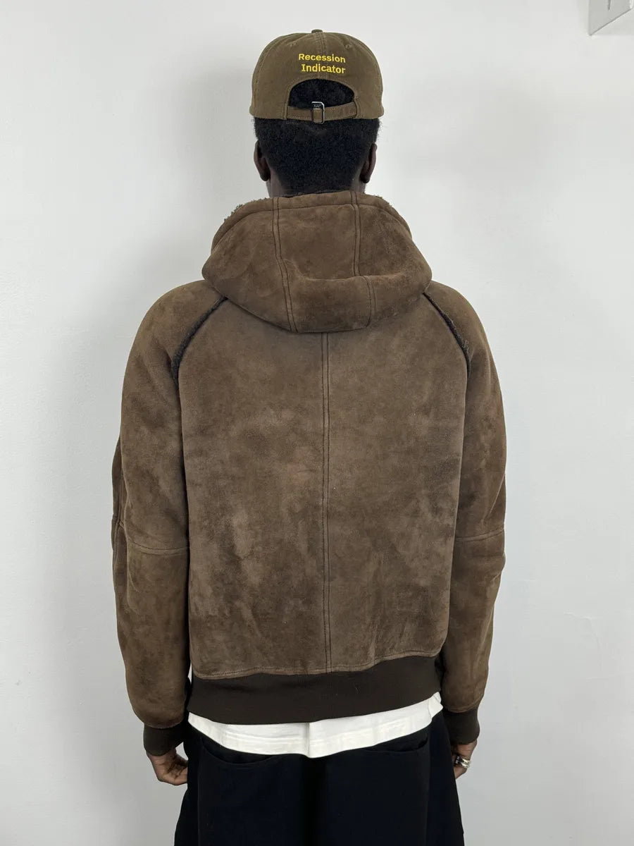 2000s Prada Brown Eroded Hooded Leather Jacket LyobzyS 2