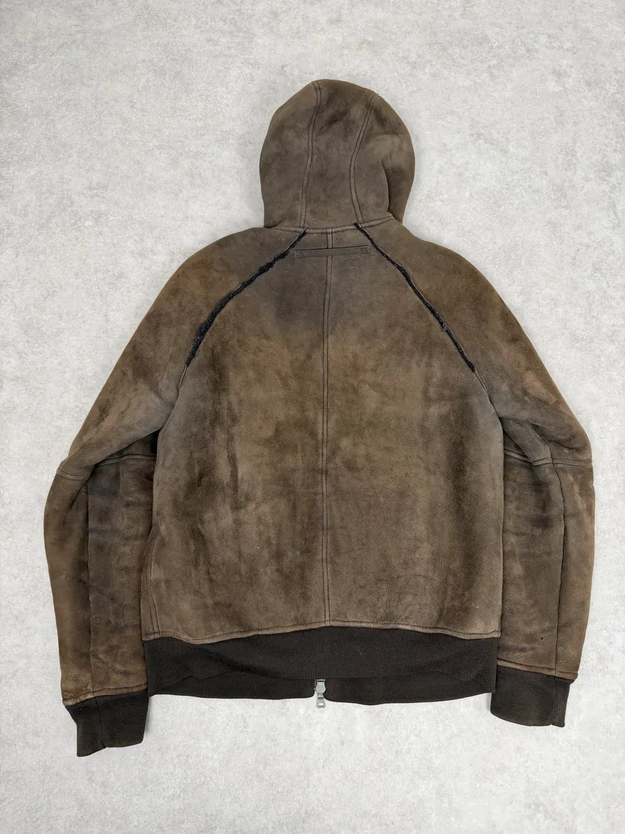 2000s Prada Brown Eroded Hooded Leather Jacket LyobzyS 3
