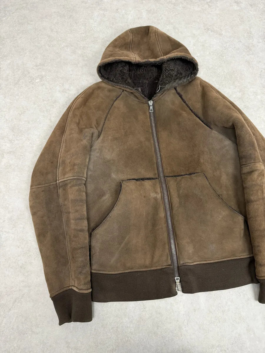 2000s Prada Brown Eroded Hooded Leather Jacket LyobzyS 4