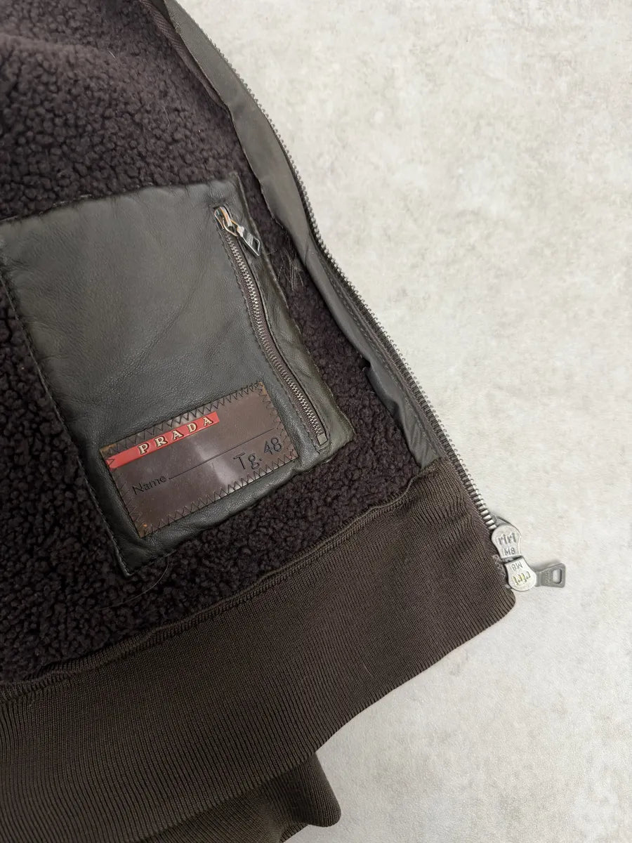 2000s Prada Brown Eroded Hooded Leather Jacket LyobzyS 6