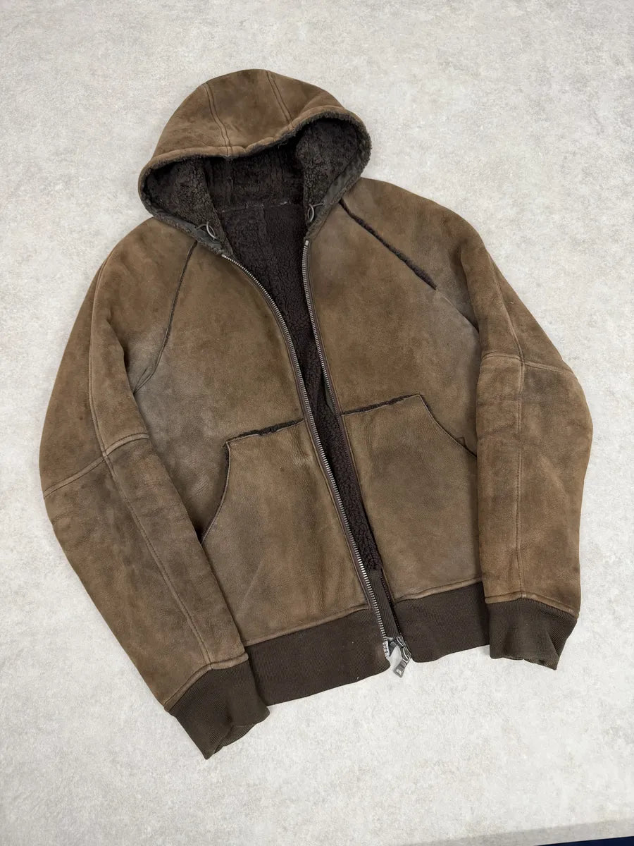 2000s Prada Brown Eroded Hooded Leather Jacket LyobzyS 8