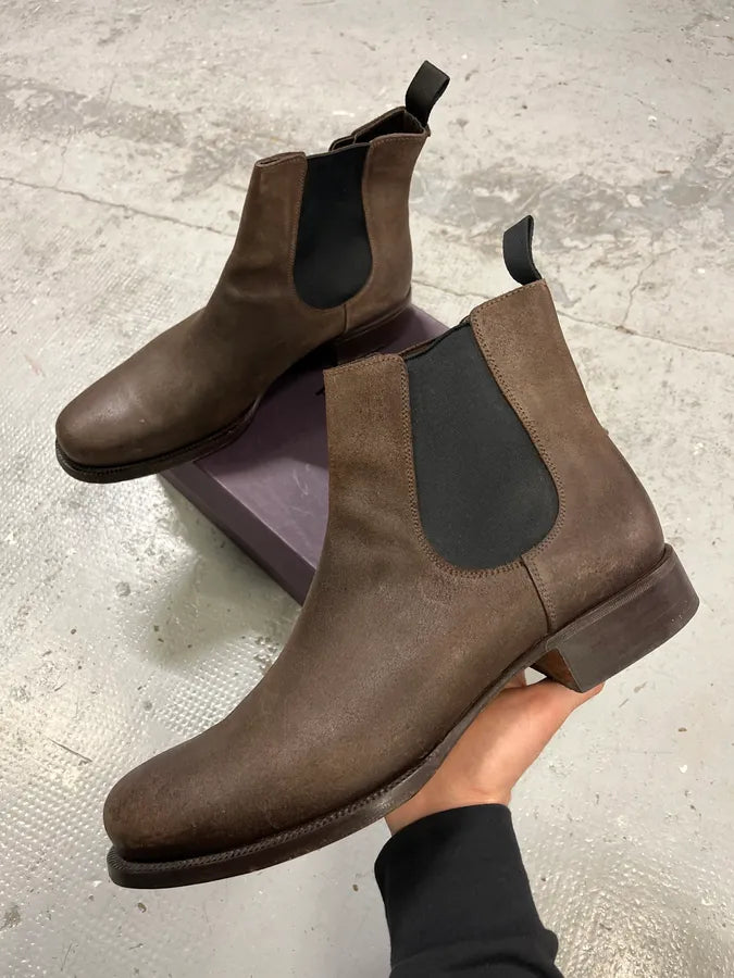 2000s Prada Brown Eroded Leather Boots mERSfcq 0