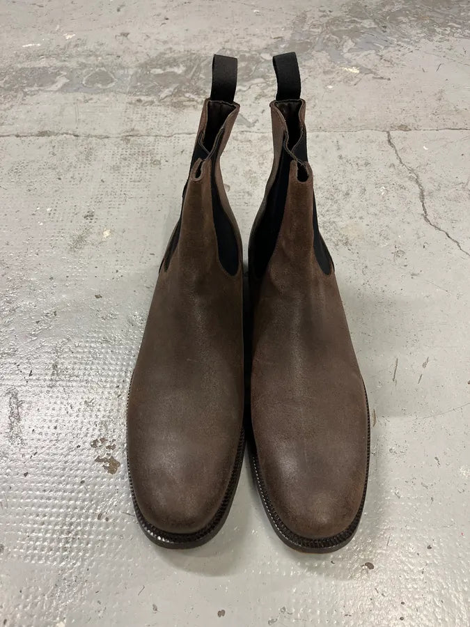 2000s Prada Brown Eroded Leather Boots mERSfcq 3